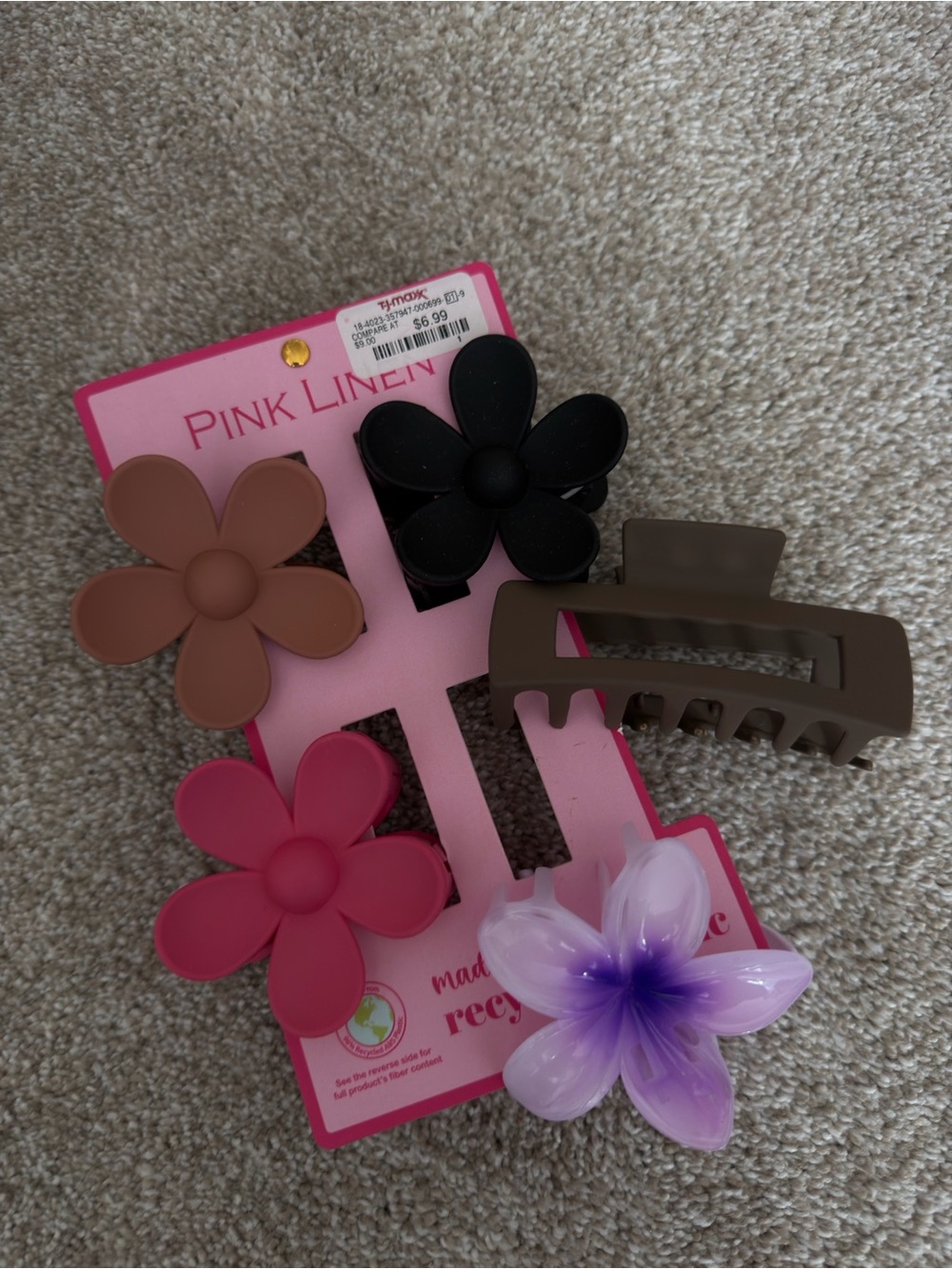 Hair Clip Set - Pink, Black, Brown, Mauve, Purple